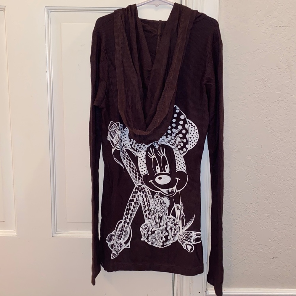 Lauren Moshi Charlotte Fitted Thermal Zip Up Hoodie Minnie Mouse in Purple/Grey
